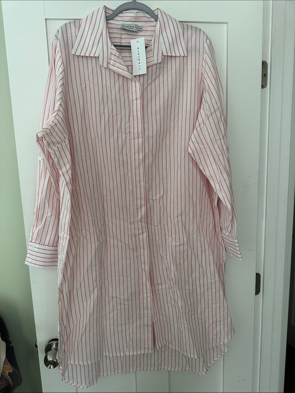 Striped Shirt Dress - Pink/White 06